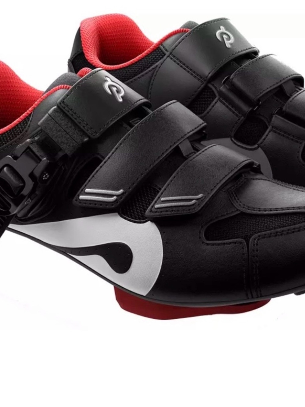 Peloton Black and Red Women's Cycling Shoes with Triple Straps